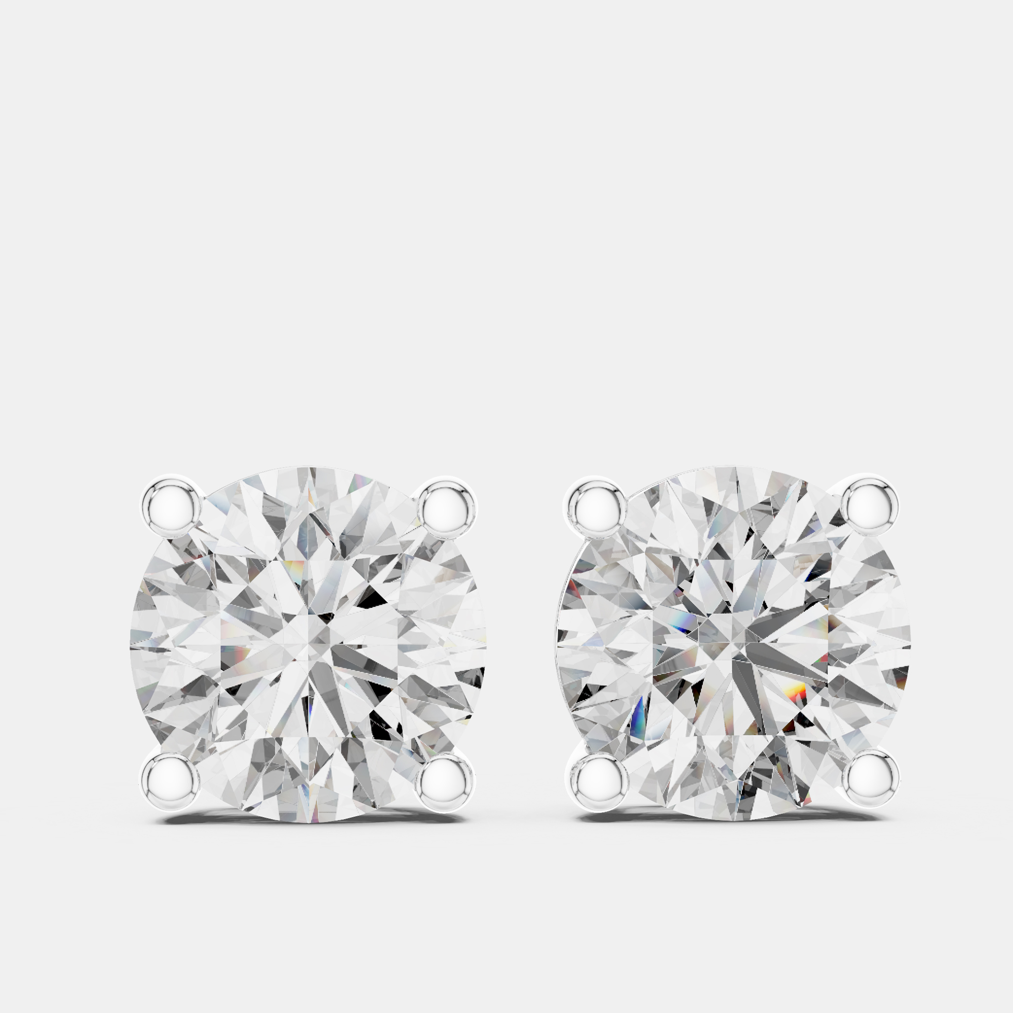 4.00 cts Round Cut 18k White Gold Lab Grown Diamond Stud Earrings, Earrings - Luxury Closet