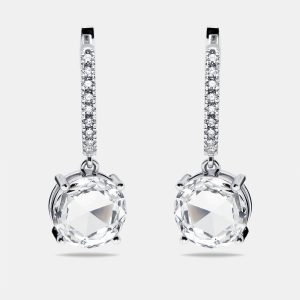 6.4 cts Modified Round Lab Grown Diamonds 18k White Gold Earrings, Earrings - Luxury Closet