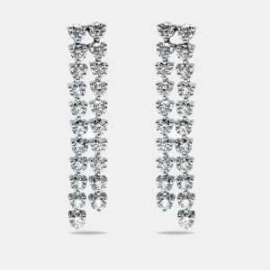 4.5 cts Round Lab Grown Diamonds 18k White Gold Earrings, Earrings - Luxury Closet