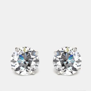 17.00 cts Round Lab Grown Diamonds 18k White Gold Earrings, Earrings - Luxury Closet
