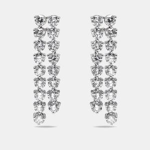 9.7 cts Round Lab Grown Diamonds 18k White Gold Earrings, Earrings - Luxury Closet