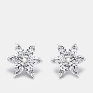 5.7 cts Marquise Lab Grown Diamonds 18k White Gold Earrings, Earrings - Luxury Closet