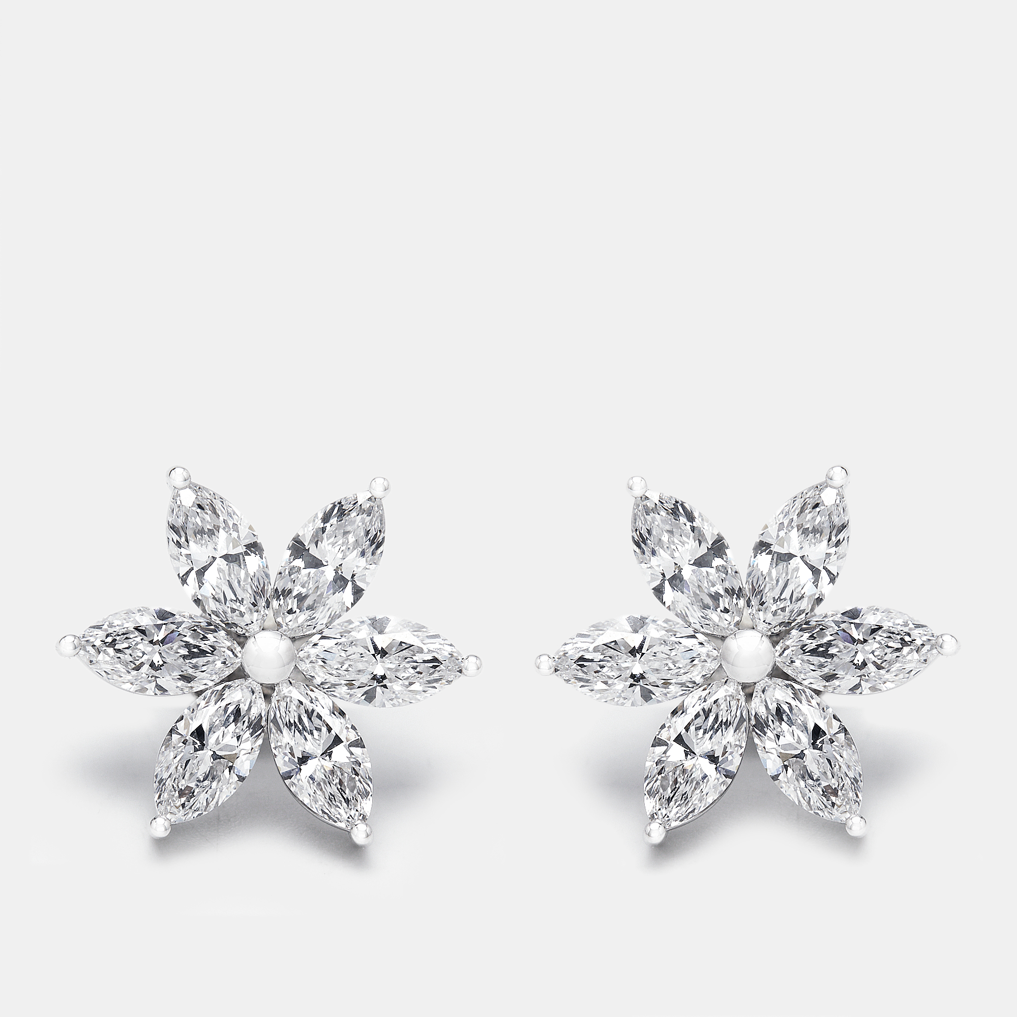 5.7 cts Marquise Lab Grown Diamonds 18k White Gold Earrings, Earrings - Luxury Closet
