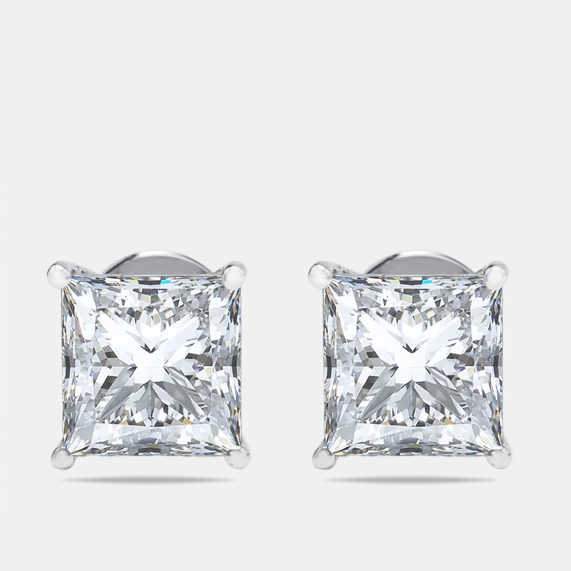 7.00 cts Princess Lab Grown Diamonds 18k White Gold Earrings, Earrings - Luxury Closet