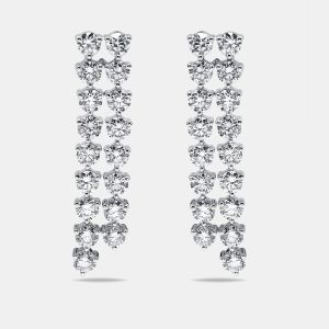 8.4 cts Round Lab Grown Diamonds 18k White Gold Earrings, Earrings - Luxury Closet