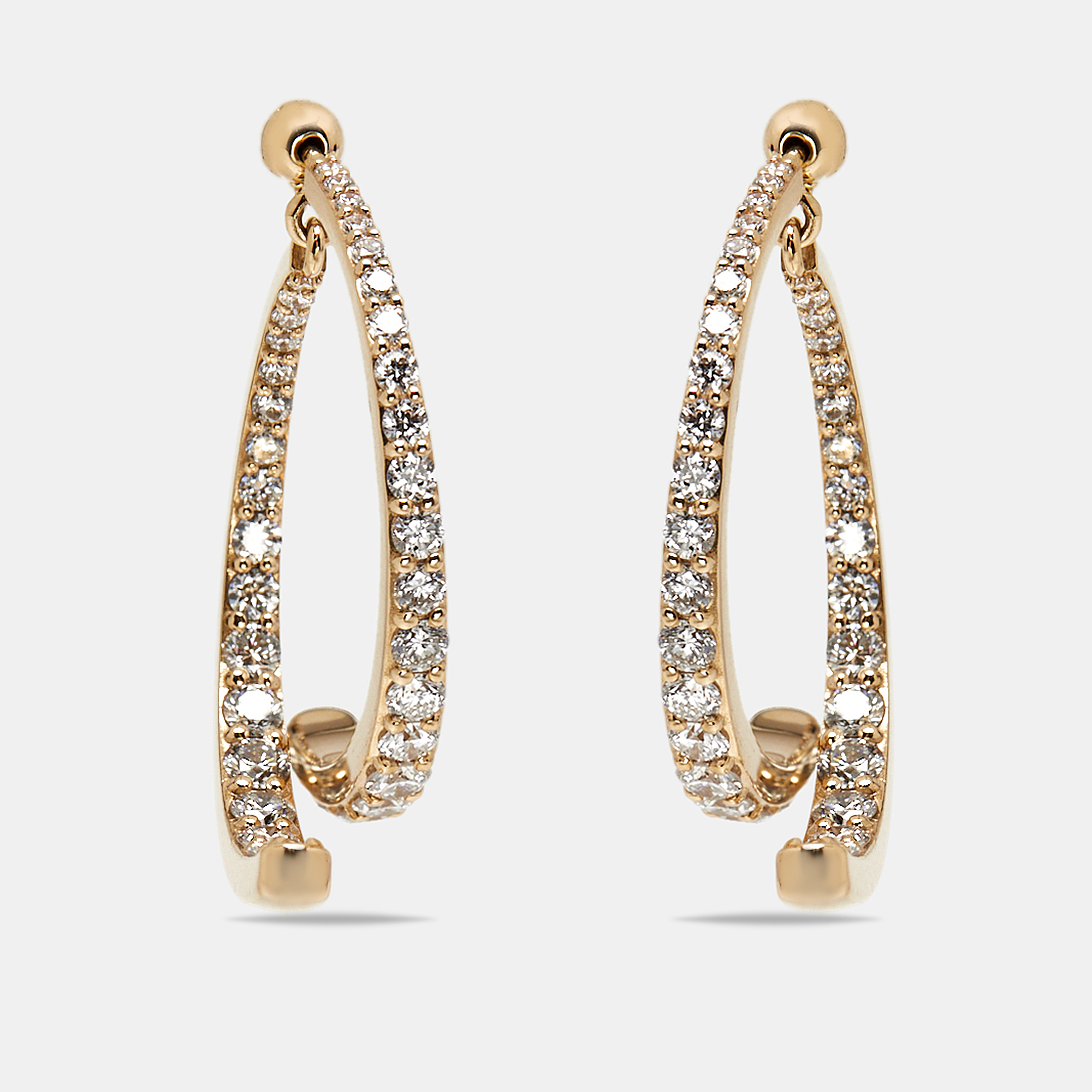 2.1 cts Round Lab Grown Diamonds 18k Yellow Gold Earrings, Earrings - Luxury Closet