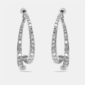 2.1 cts Round Lab Grown Diamonds 18k White Gold Earrings, Earrings - Luxury Closet