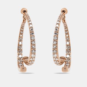 2.1 cts Round Lab Grown Diamonds 18k Rose Gold Earrings, Earrings - Luxury Closet