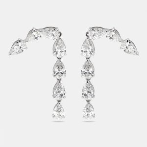 8.00 cts Pear Lab Grown Diamonds 18k White Gold Earrings, Earrings - Luxury Closet