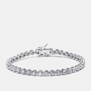 4.8 cts Round Lab Grown Diamonds 18k White Gold Bracelet, Bracelets - Luxury Closet
