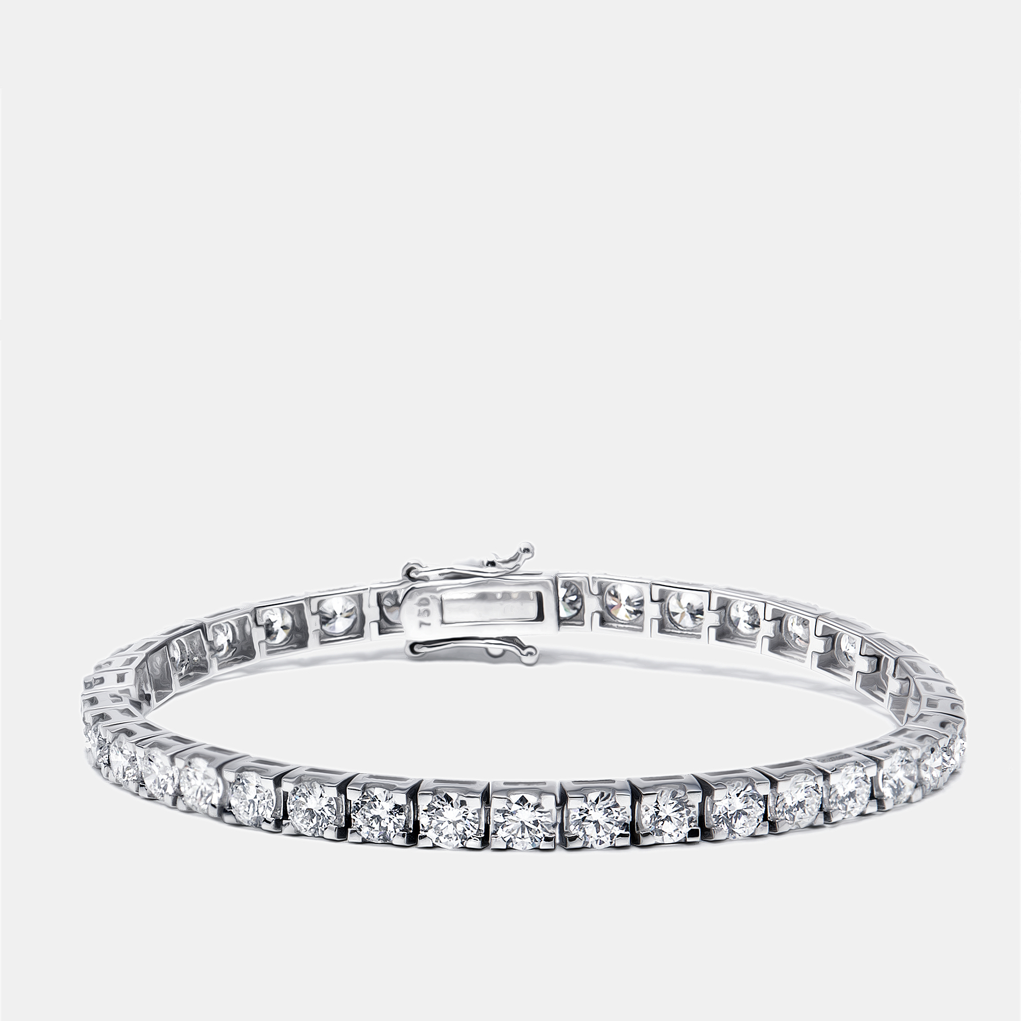 6.4 cts Round Lab Grown Diamonds 18k White Gold Bracelet, Bracelets - Luxury Closet