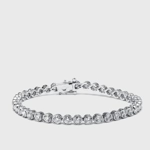 7.5 cts Round Lab Grown Diamonds 18k White Gold Bracelet, Bracelets - Luxury Closet