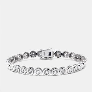 2.9 cts Round Lab Grown Diamonds 18k White Gold Bracelet, Bracelets - Luxury Closet