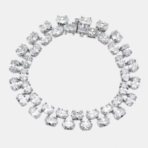 20.8 cts Oval Lab Grown Diamonds 18k White Gold Bracelet, Bracelets - Luxury Closet