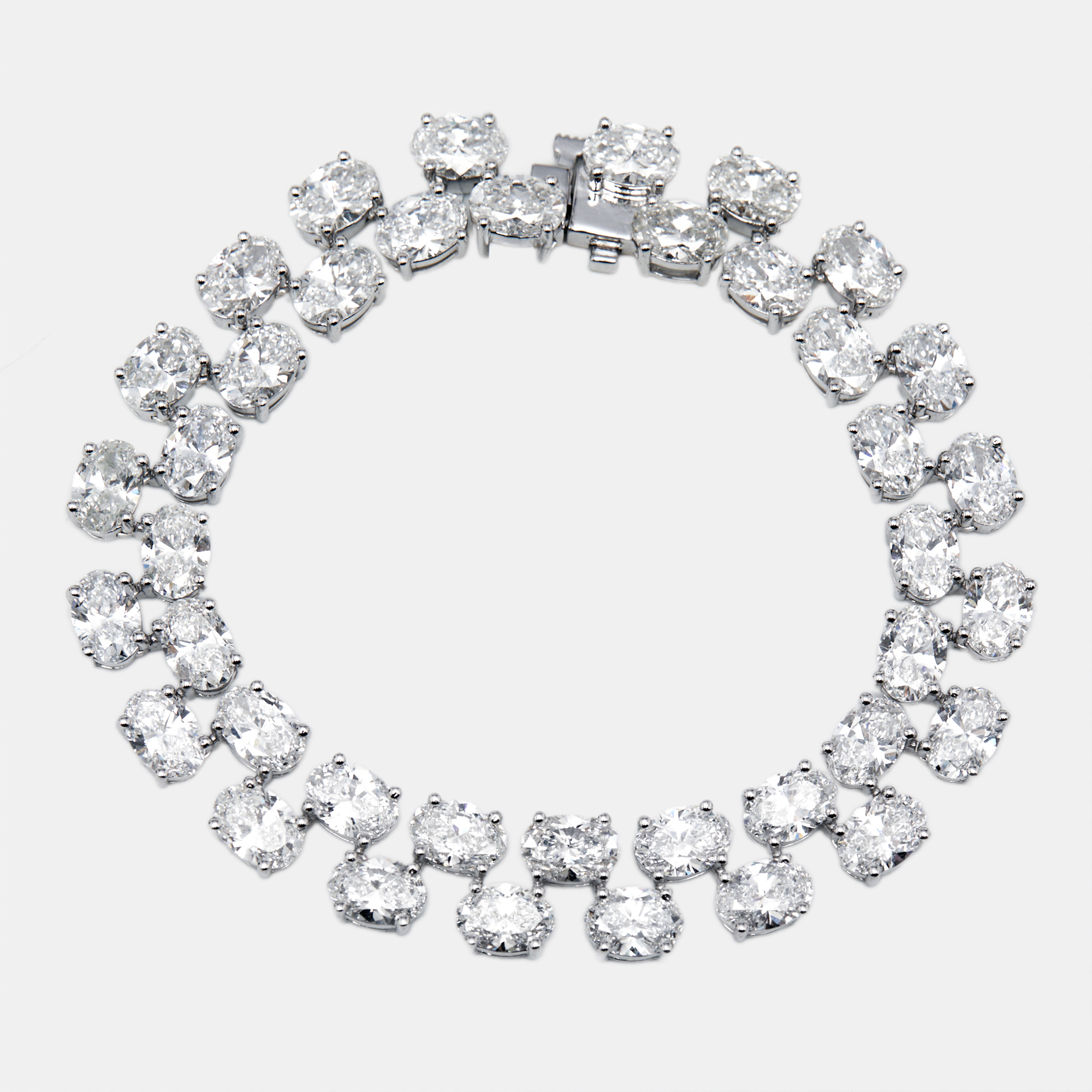 20.8 cts Oval Lab Grown Diamonds 18k White Gold Bracelet, Bracelets - Luxury Closet