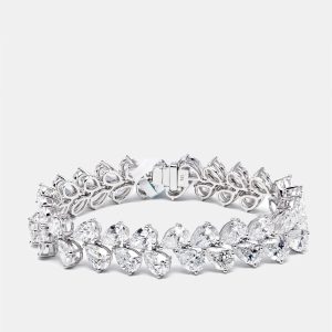 35.00 cts Pear Lab Grown Diamonds 18k White Gold Bracelet, Bracelets - Luxury Closet