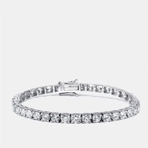 7 cts Round Lab Grown Diamonds 18k White Gold Bracelet, Bracelets - Luxury Closet