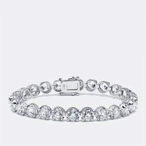12.5 cts Round Lab Grown Diamonds 18k White Gold Bracelet, Bracelets - Luxury Closet