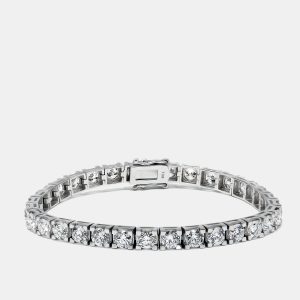 9 cts Round Lab Grown Diamonds 18k White Gold Bracelet, Bracelets - Luxury Closet