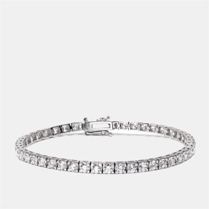 4.8 cts Round Lab Grown Diamonds 18k White Gold Bracelet, Bracelets - Luxury Closet
