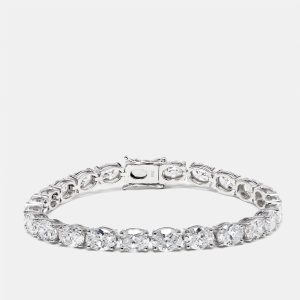 17 cts Oval Lab Grown Diamonds 18k White Gold Bracelet, Bracelets - Luxury Closet