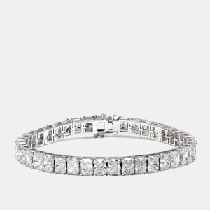 20.00 cts Radiant Lab Grown Diamonds 18k White Gold Bracelet, Bracelets - Luxury Closet