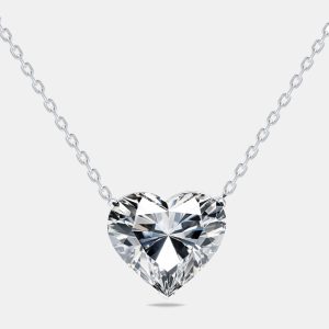 9 cts Heart Lab Grown Diamonds 18k White Gold Necklace, Necklaces - Luxury Closet