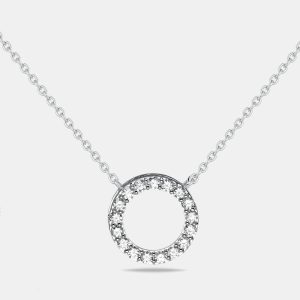 0.49 cts Round Lab Grown Diamonds 18k White Gold Necklace, Necklaces - Luxury Closet