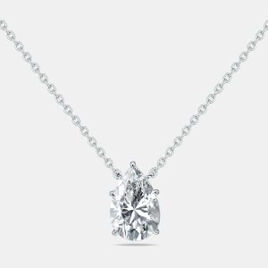 4.00 cts Pear Lab Grown Diamonds 18k White Gold Necklace, Necklaces - Luxury Closet