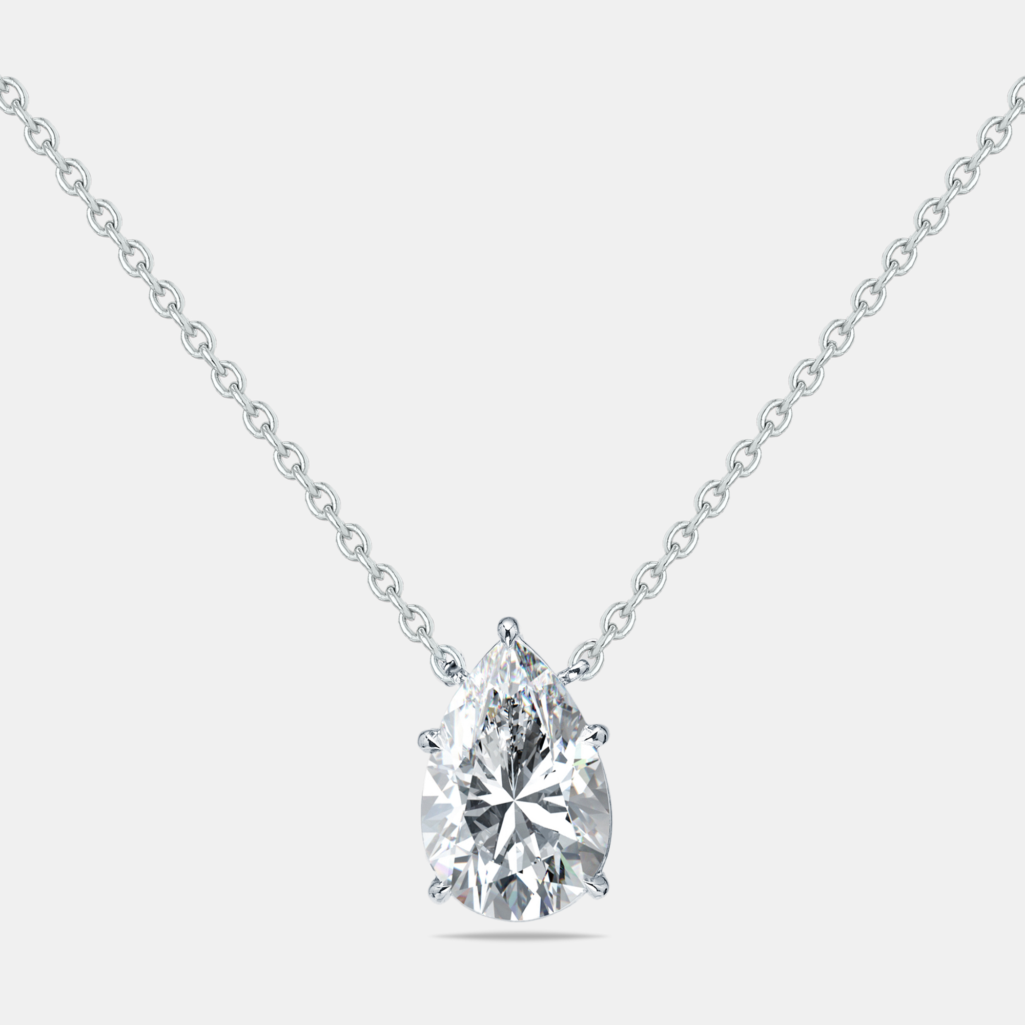 4.00 cts Pear Lab Grown Diamonds 18k White Gold Necklace, Necklaces - Luxury Closet