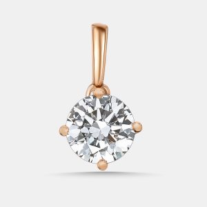 2.00 cts Round Lab Grown Diamonds 18k Rose Gold Pendant, Necklaces - Luxury Closet