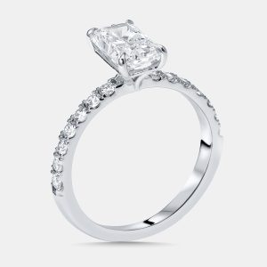 1.8 cts Radiant, Round Lab Grown Diamonds 18k White Gold Ring Size 50, Rings - Luxury Closet