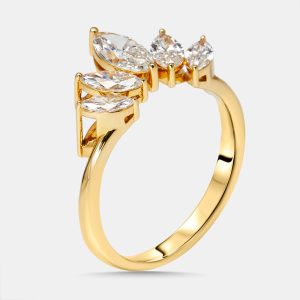 1 cts Marquise Lab Grown Diamonds 18k Yellow Gold Ring Size 50, Rings - Luxury Closet