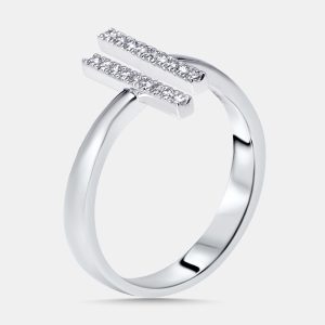0.18 cts Round Lab Grown Diamonds 18k White Gold Ring Size 50, Rings - Luxury Closet