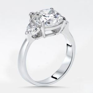 3.5 cts Cushion, Halfmoon Lab Grown Diamonds 18k White Gold Ring Size 51, Rings - Luxury Closet