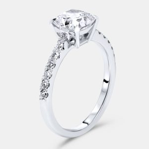 3.3 cts Cushion, Round Lab Grown Diamonds 18k White Gold Ring Size 51, Rings - Luxury Closet