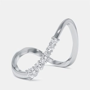 0.35 cts Round Lab Grown Diamonds 18k White Gold Ring Size 52, Rings - Luxury Closet