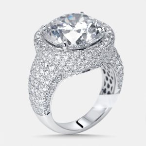 13 cts Round Lab Grown Diamonds 18k White Gold Ring Size 52, Rings - Luxury Closet
