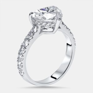 3.8 cts Heart, Round Lab Grown Diamonds 18k White Gold Ring Size 52, Rings - Luxury Closet