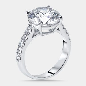 5.5 cts Round Lab Grown Diamonds 18k White Gold Ring Size 52, Rings - Luxury Closet