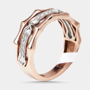 0.33 cts Round Lab Grown Diamonds 18k Two Tone Gold Ring Size 52, Rings - Luxury Closet