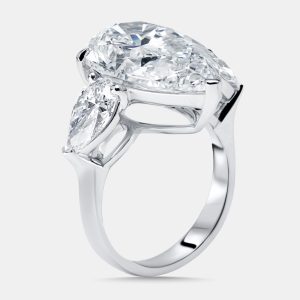 4.5 cts Pear Lab Grown Diamonds 18k White Gold Ring Size 52, Rings - Luxury Closet