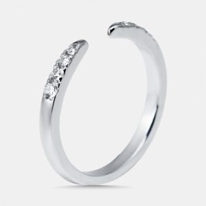 0.17 cts Round Lab Grown Diamonds 18k White Gold Ring Size 52, Rings - Luxury Closet