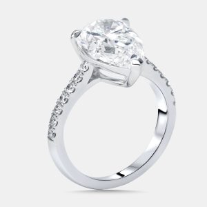 4 cts Pear, Round Lab Grown Diamonds 18k White Gold Ring Size 52, Rings - Luxury Closet