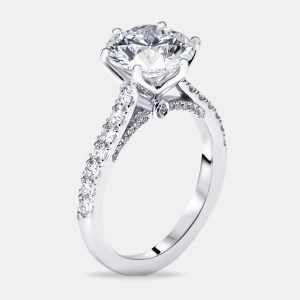 3.5 cts Round Lab Grown Diamonds 18k White Gold Ring Size 52, Rings - Luxury Closet
