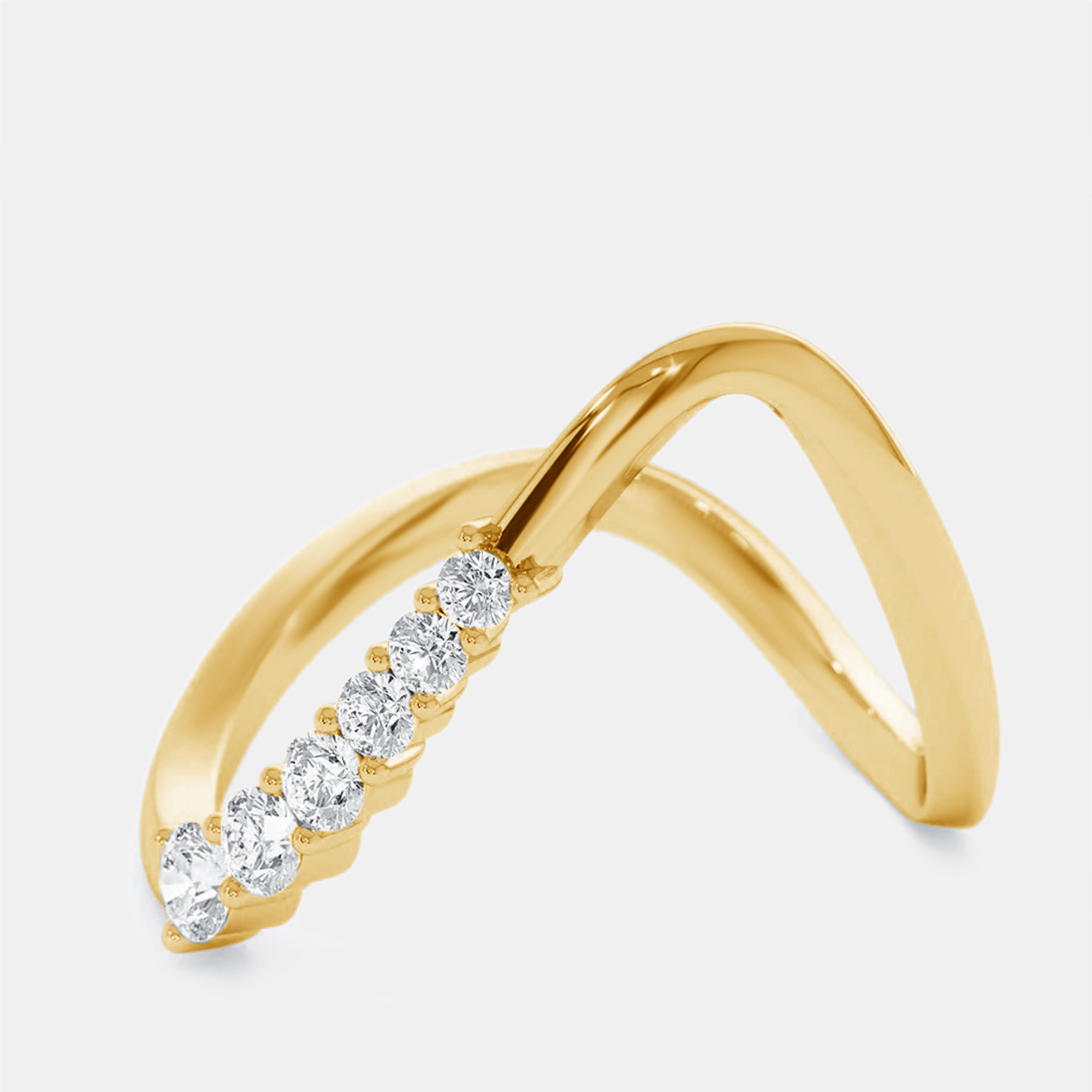 0.35 cts Round Lab Grown Diamonds 18k Yellow Gold Ring Size 52, Rings - Luxury Closet