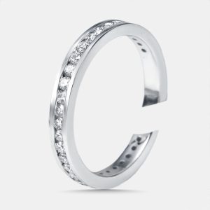 0.63 cts Round Lab Grown Diamonds 18k White Gold Ring Size 52, Rings - Luxury Closet