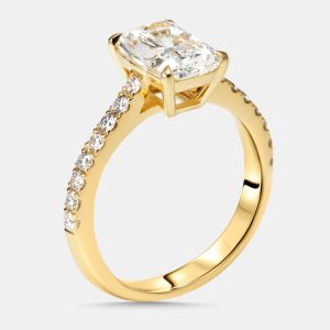 2.3 cts Radiant, Round Lab Grown Diamonds 18k Yellow Gold Ring Size 52, Rings - Luxury Closet