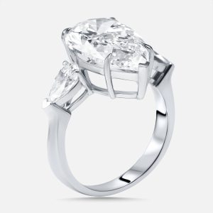 7.3 cts Pear Lab Grown Diamonds 18k White Gold Ring Size 52, Rings - Luxury Closet