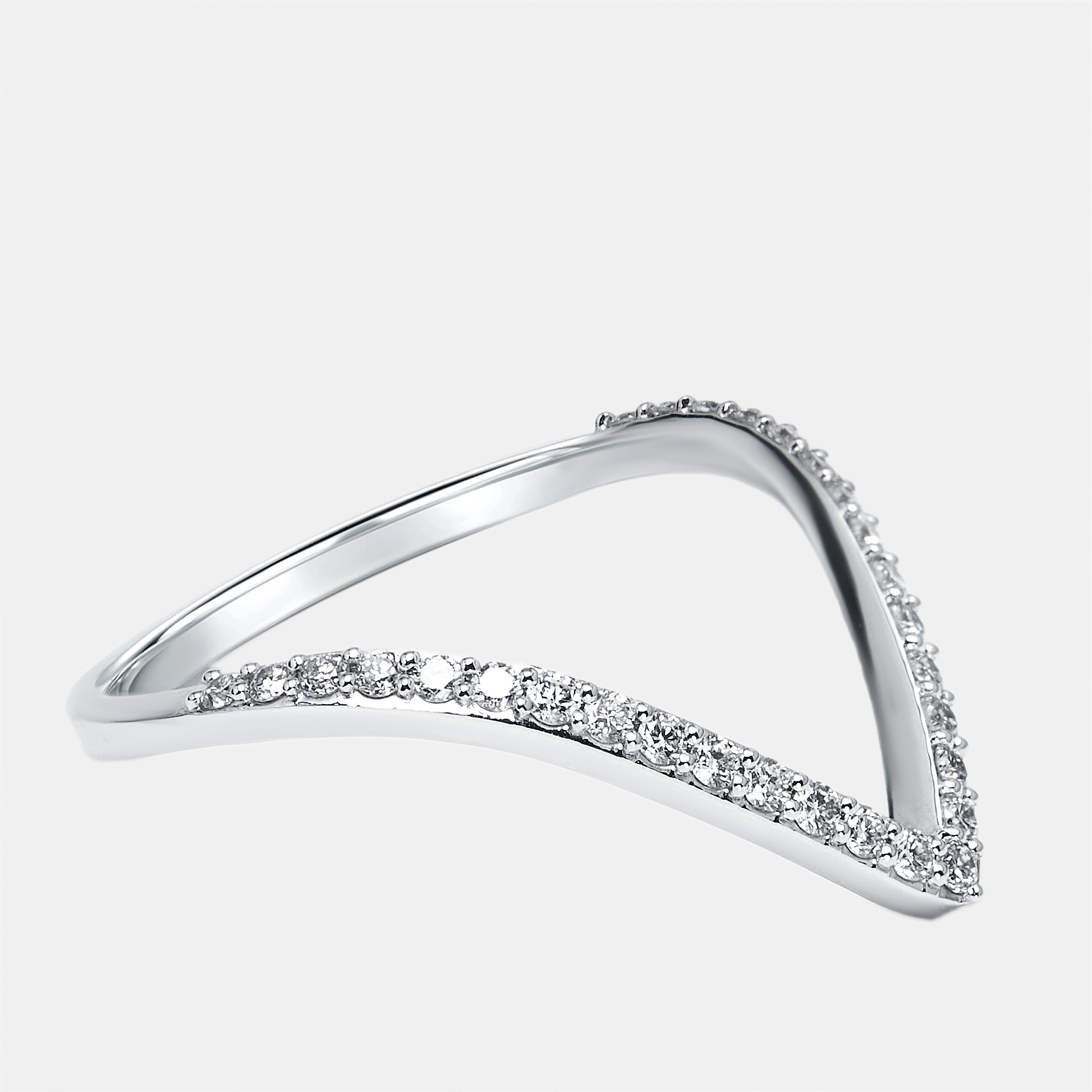 0.28 cts Round Lab Grown Diamonds 18k White Gold Ring Size 52, Rings - Luxury Closet